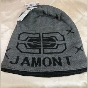 Jamont Gray Knit Beanie with Black Logo brand new
